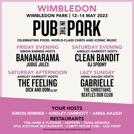 Pub In The Park 2023 - Lineup Posters V11 Square - 1 Wimbledon