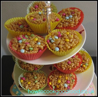 Rainbow crispie cakes